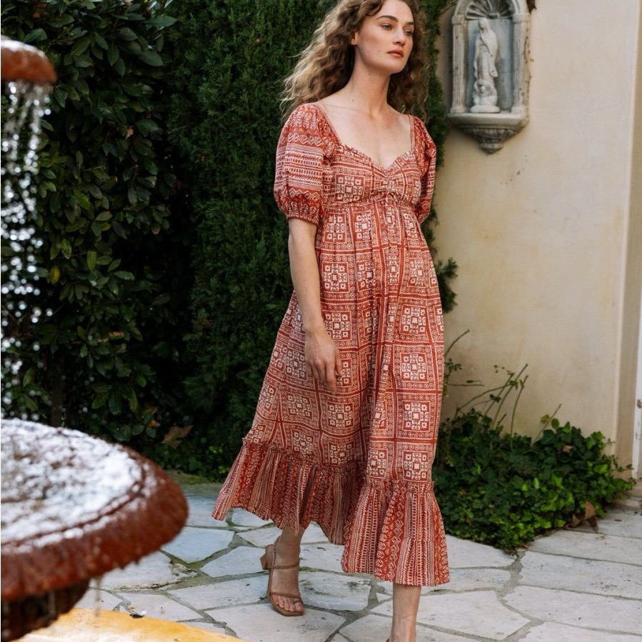 Cleobella Joely Short Midi Dress In Tomar Print New